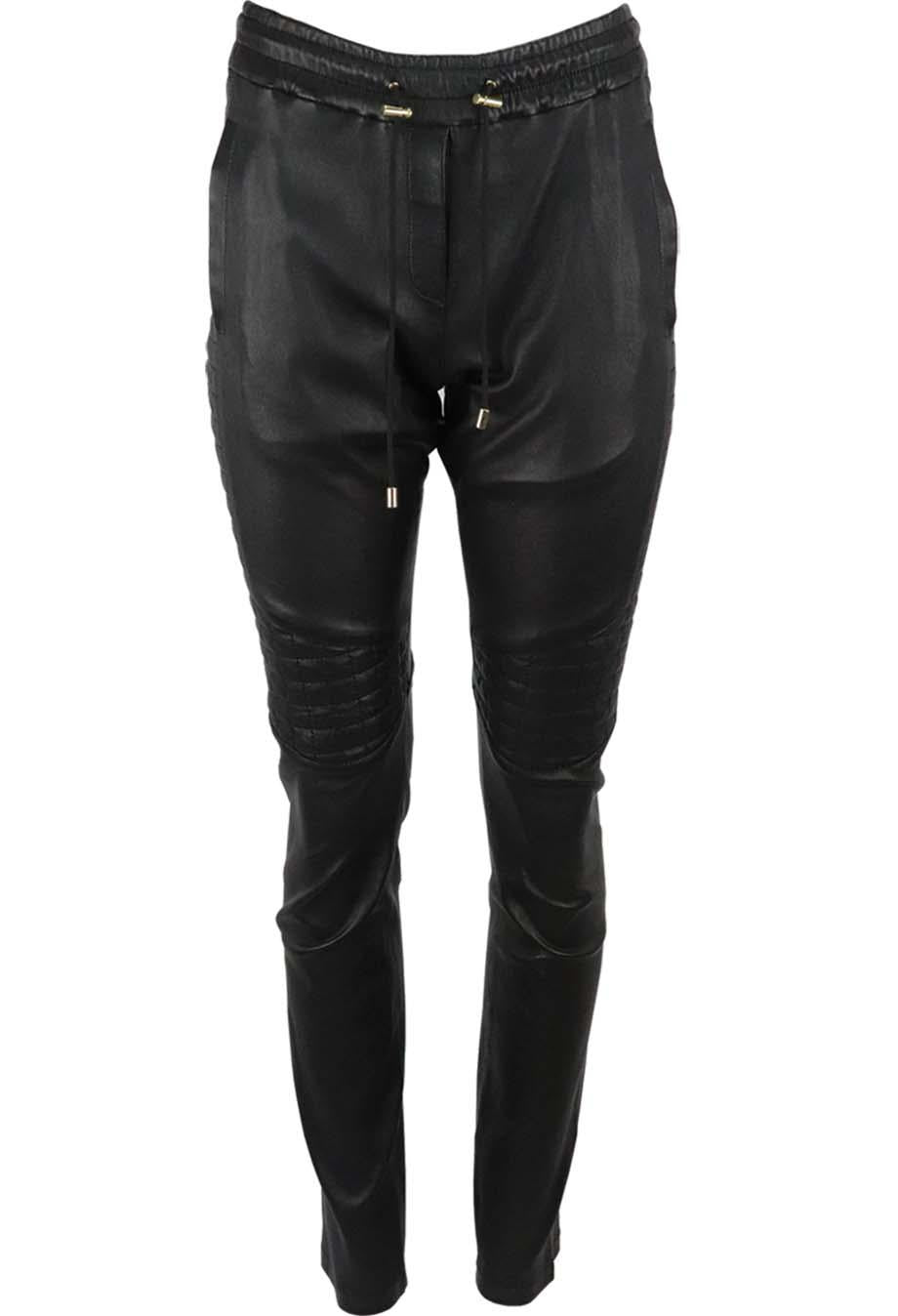 BALMAIN STRETCH LEATHER BIKER PANTS FR 34 UK 6