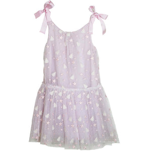 BLEU COMME GRIS KIDS GIRLS EMBROIDERED TULLE DRESS 6 YEARS