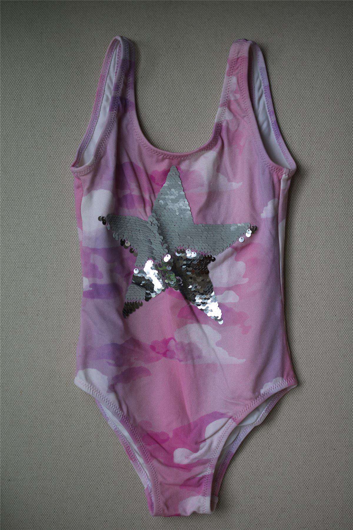 STELLA COVE GIRLS PINK CLOUD SEQUIN STAR SWIMSUIT 4 YEARS