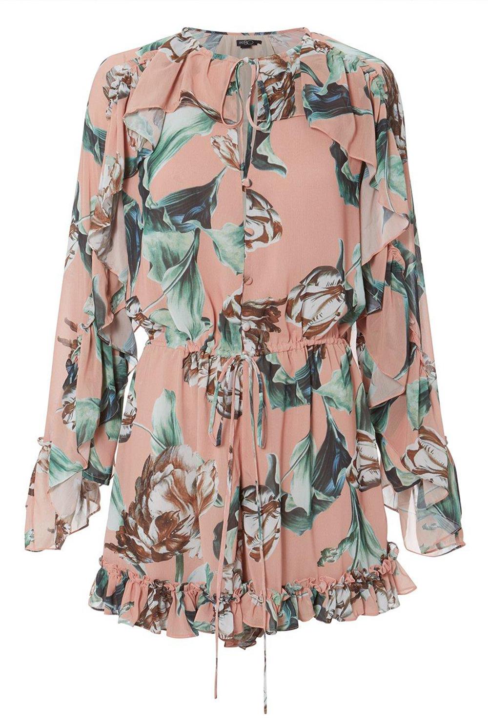 PATBO BOTANICA FLORAL PRINT RUFFLED PLAYSUIT UK 14