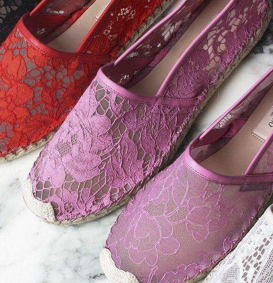 VALENTINO PINK LACE ESPADRILLES SANDALS EU 38 UK 5