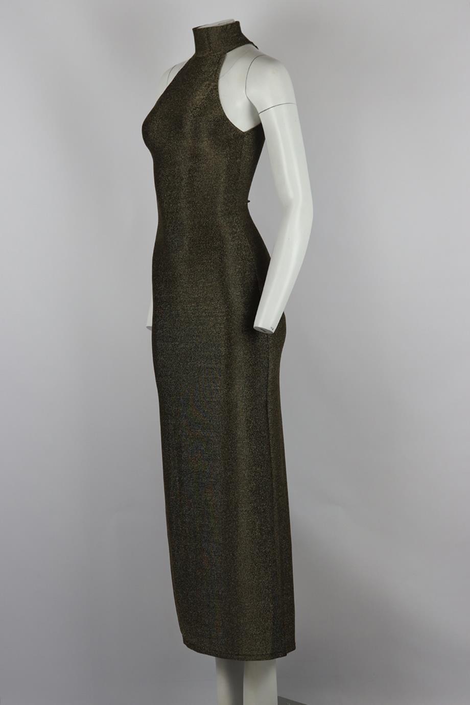 REFORMATION STRETCH LAMÉ TURTLENECK MIDI DRESS SMALL