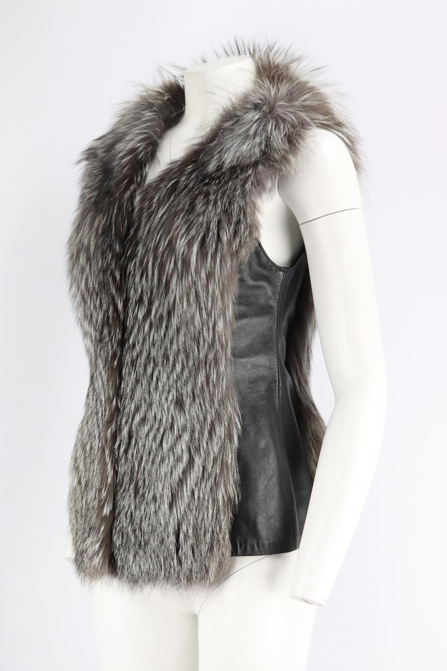 JITROIS FUR TRIMMED LEATHER GILET SMALL