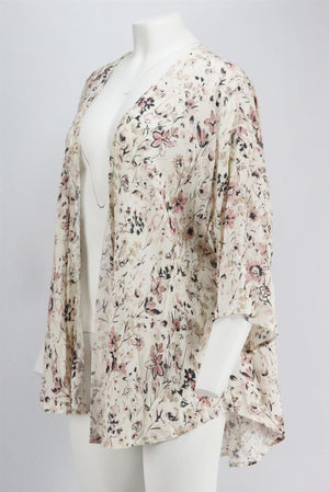 FLYNN SKYE FLORAL PRINT CREPE KIMONO SMALL