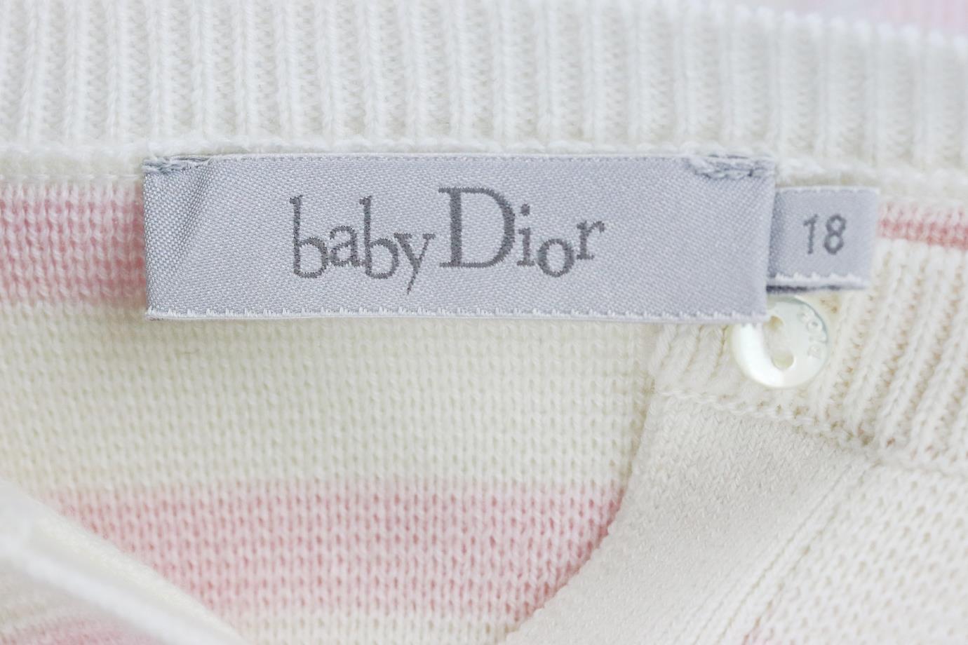 CHRISTIAN DIOR BABY GIRLS STRIPED CASHMERE BLEND CARDIGAN 18 MONTHS
