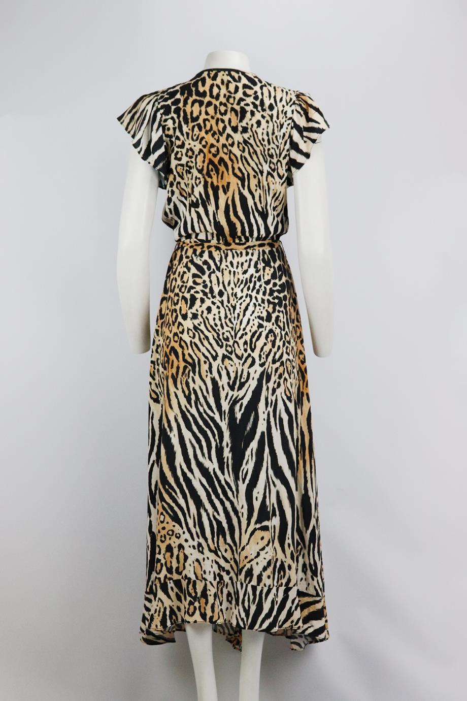 MELISSA ODABASH PRINTED VOILE MAXI WRAP DRESS SMALL