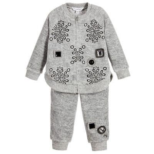 LITTLE MARC JACOBS BABY GIRLS GREY VELOUR TRACKSUIT 3 YEARS