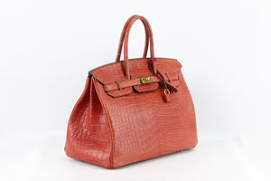 HERMÈS 2013 BIRKIN 35CM MATTE ALLIGATOR MISSISSIPPIENSIS LEATHER BAG