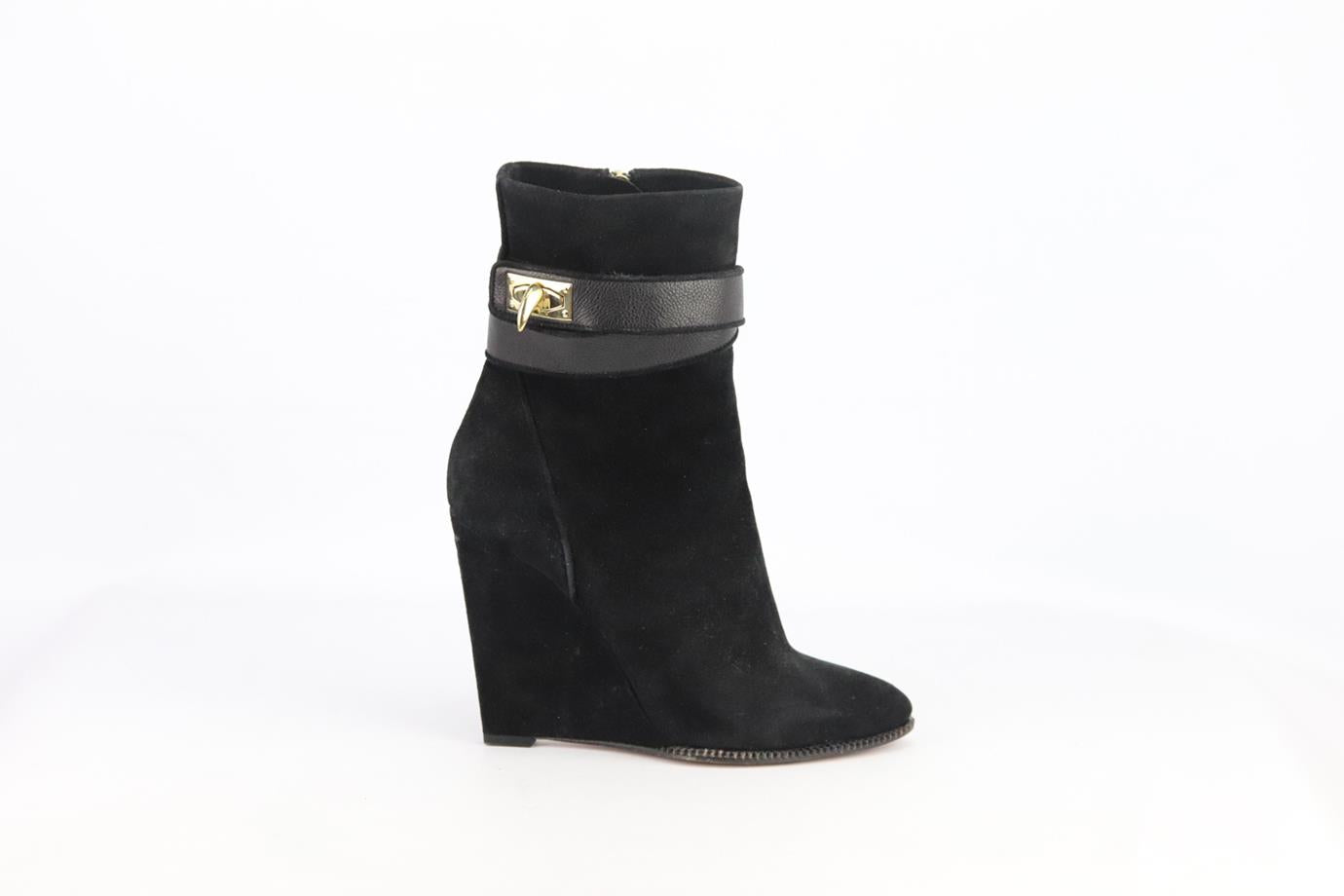 GIVENCHY SHARK LOCK SUEDE WEDGE ANKLE BOOTS EU 38 UK 5 US 8