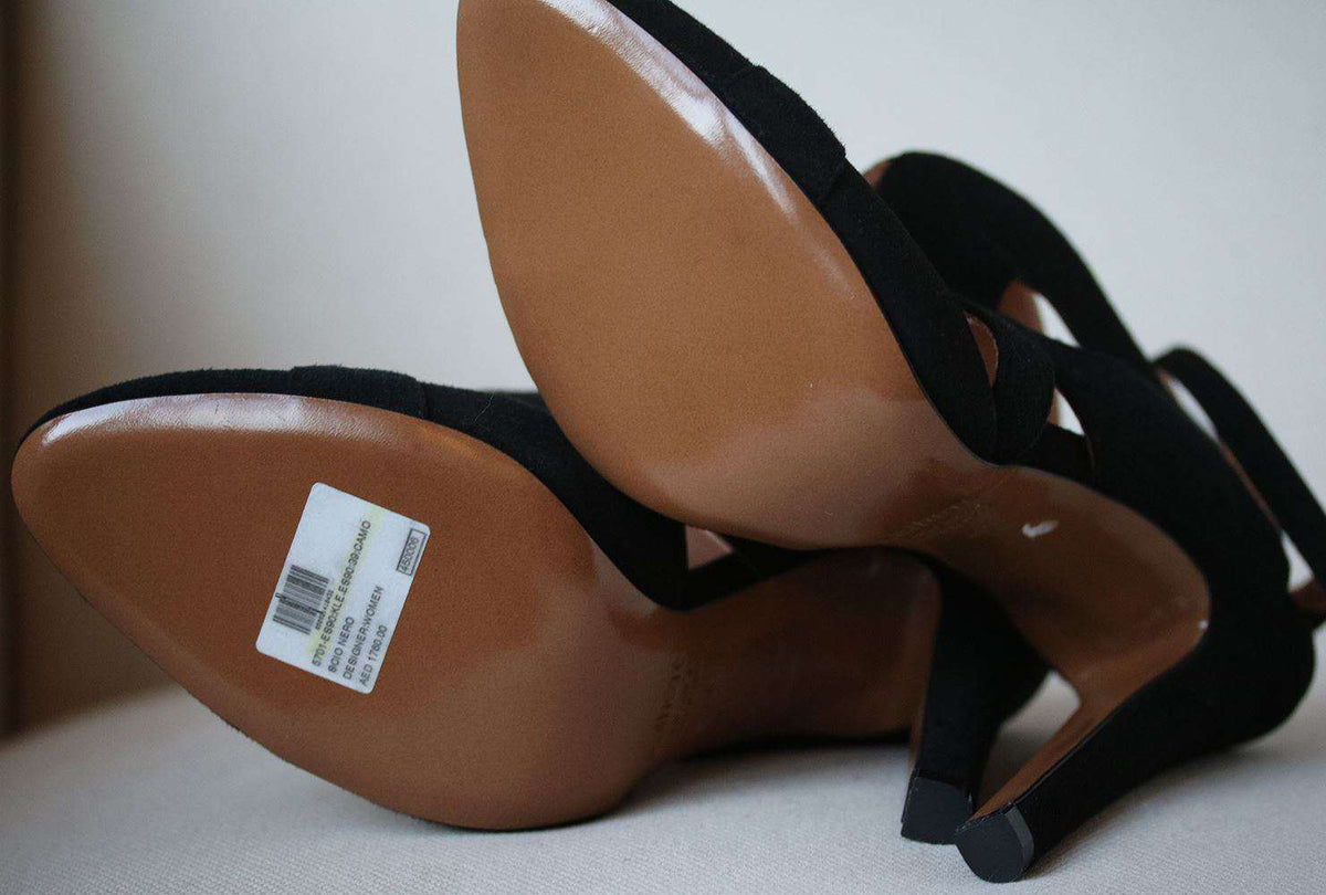 KALLISTE SUEDE ANKLE STRAP CUTOUT HEELS EU 40 UK 7 US 10