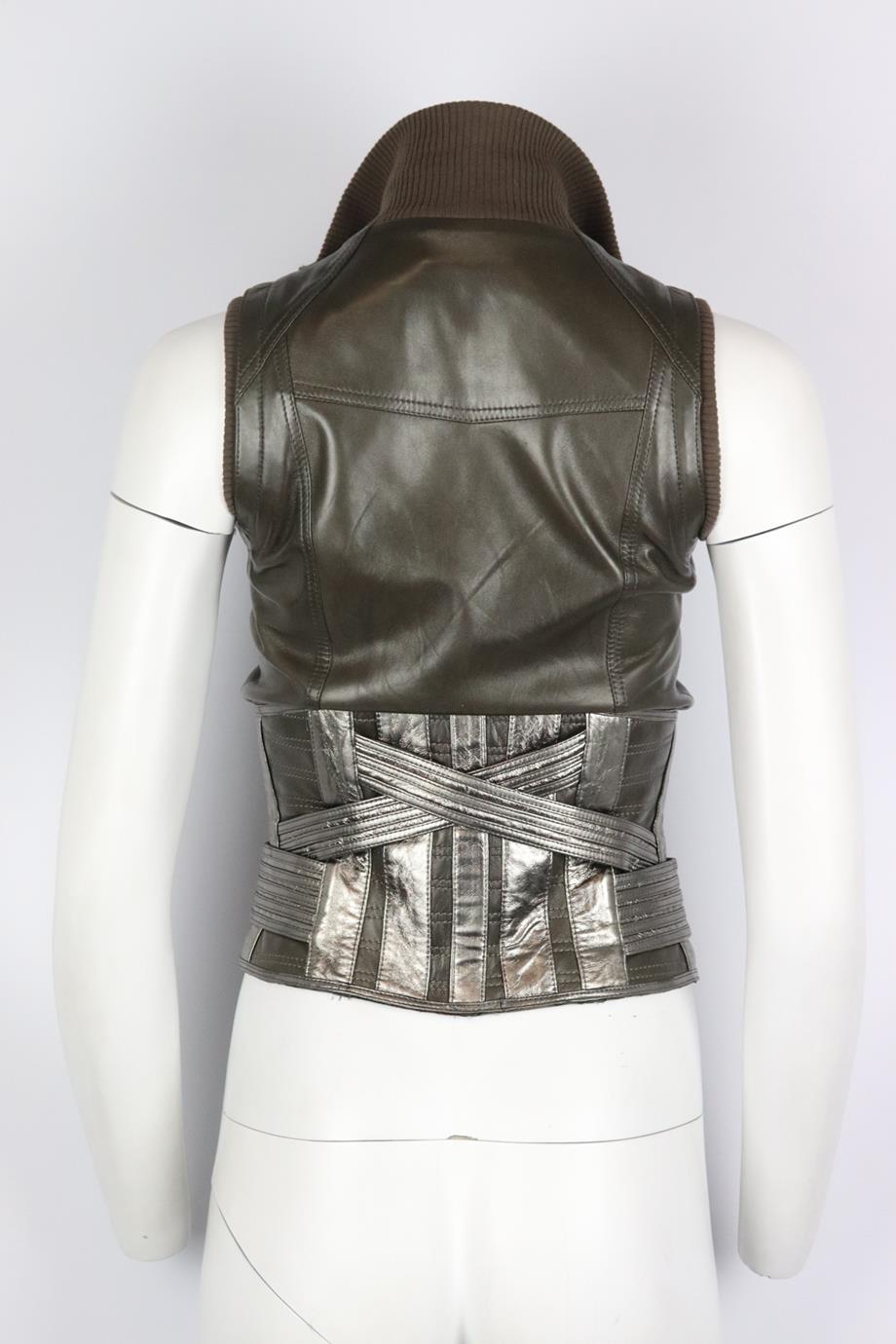 JITROS LEATHER GILET FR 36 UK 8
