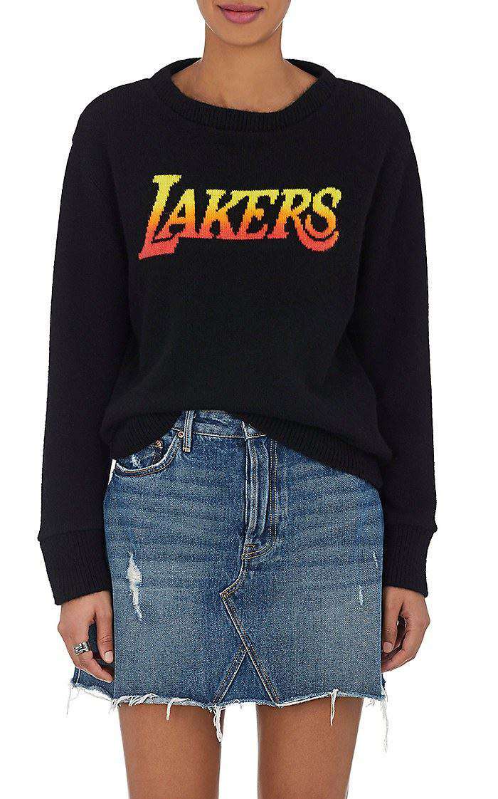 THE ELDER STATESMAN NBA LAKERS LOGO CASHMERE SWEATER SMALL