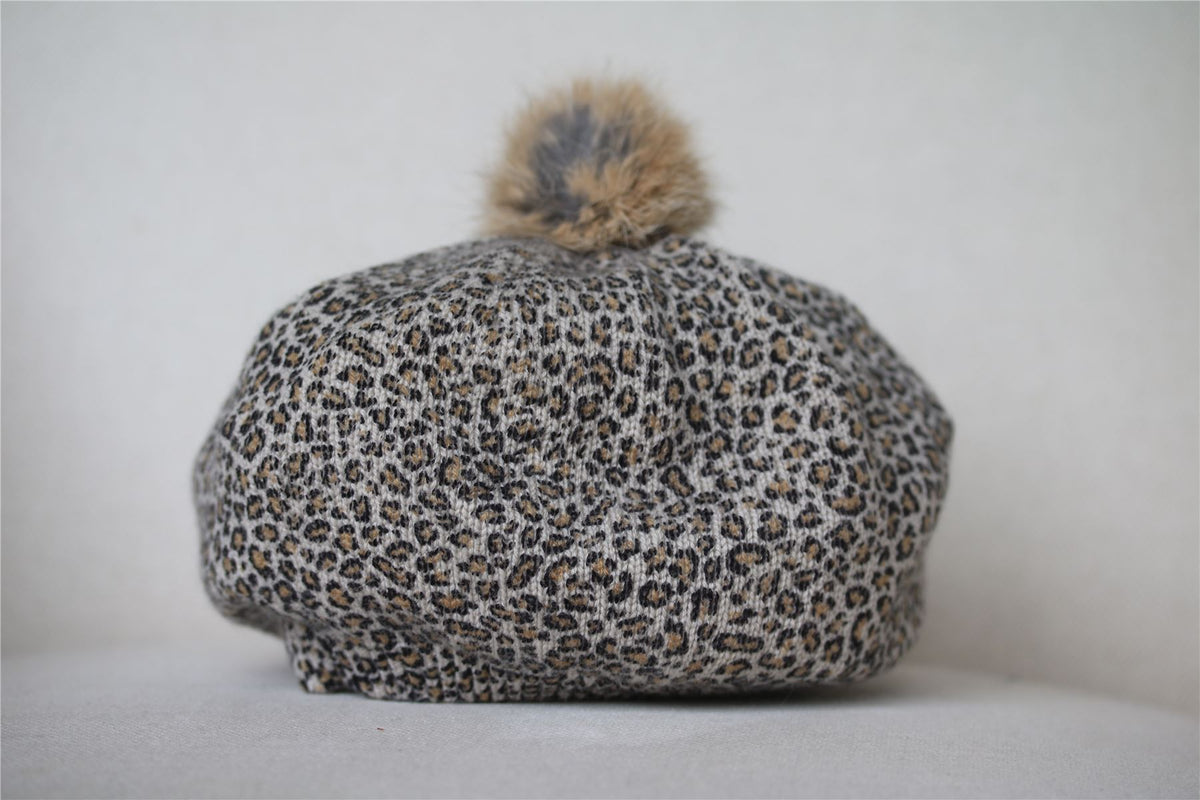 BONPOINT GIRLS ANIMAL PRINT CASHMERE BERET HAT 4 YEARS