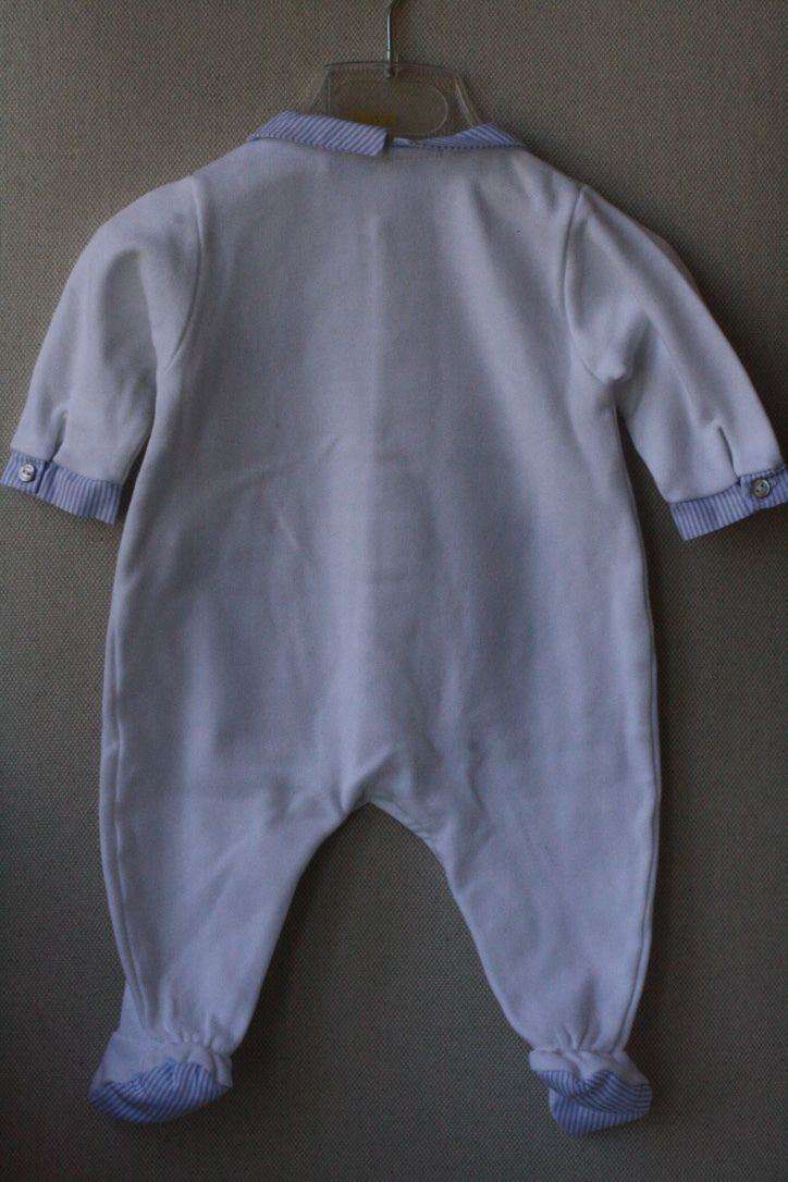 TARTINE ET CHOCOLAT BABY WHITE BLUE EMBROIDERY BABYGROW 3 MONTHS