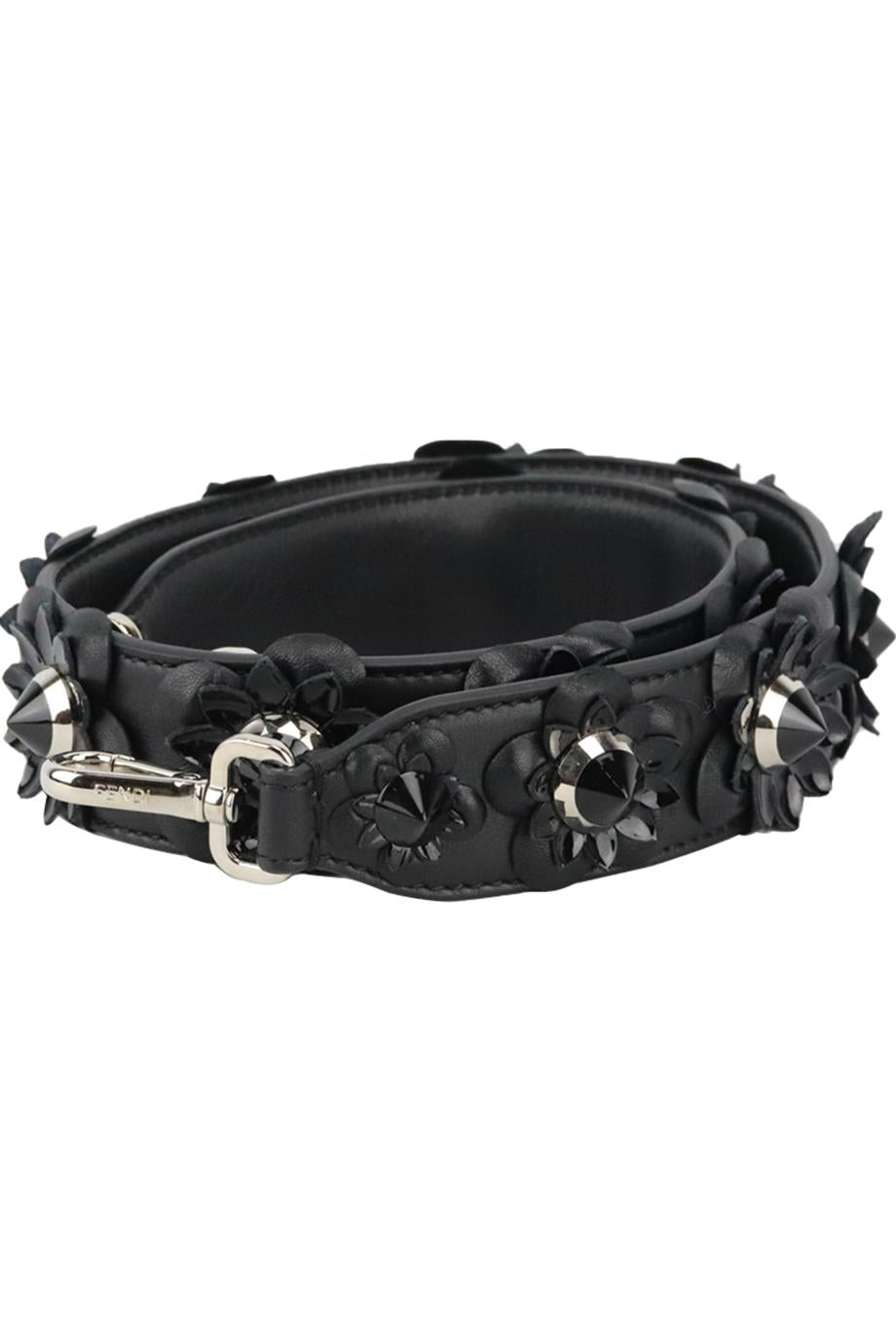FENDI FLORAL APPLIQUÉD LEATHER BAG STRAP