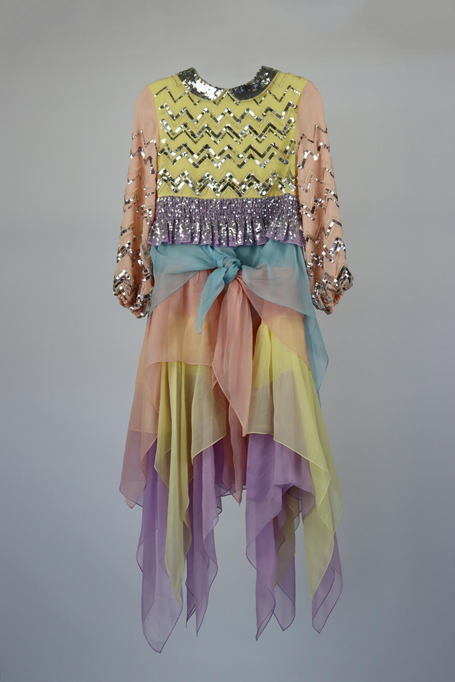 GUCCI KIDS GIRLS SEQUIN SILK DRESS 8 YEARS