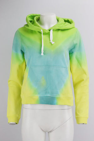 GRLFRND EMBROIDERED TIE DYED COTTON JERSEY HOODIE SMALL