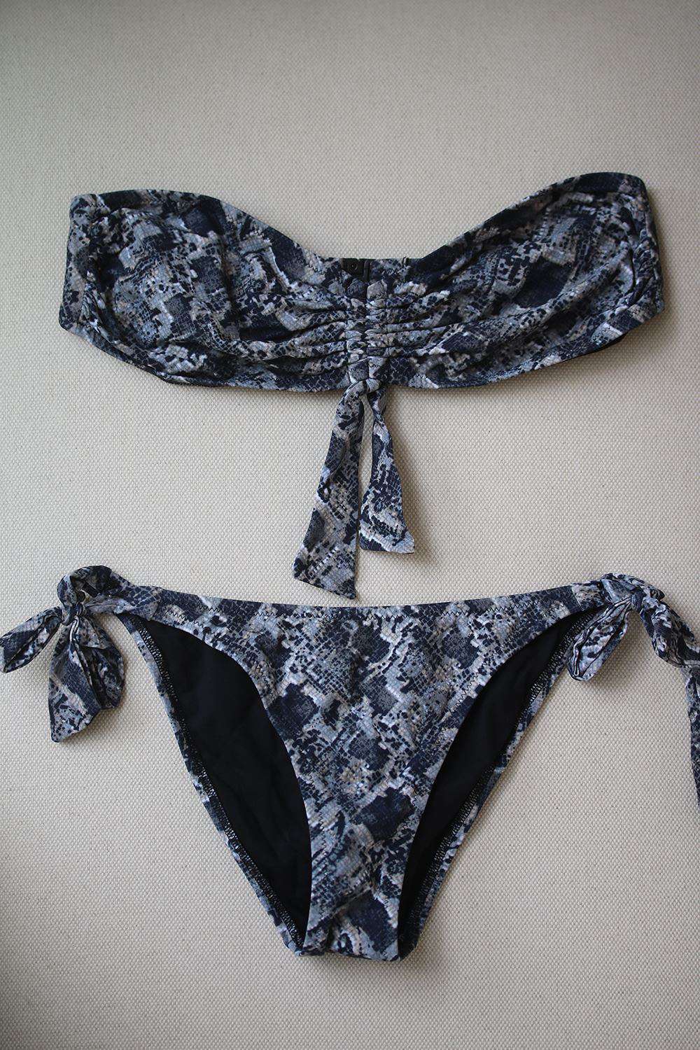 MELISSA ODABASH CAPRI SNAKESKIN PRINT BANDEAU BIKINI UK 10/12