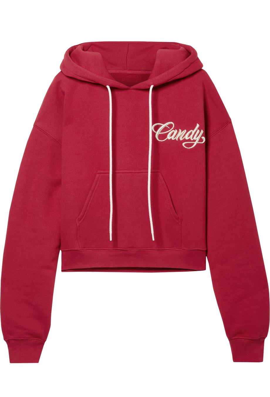 ADAPTATION CROPPED EMBROIDERED COTTON JERSEY HOODIE LARGE