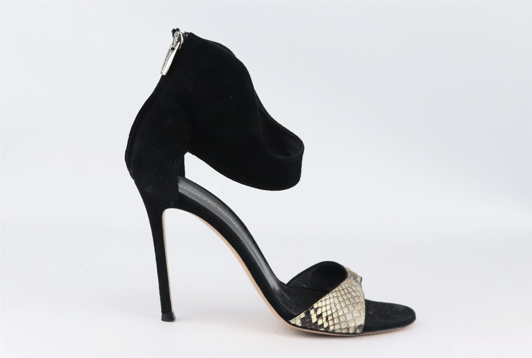 GIANVITO ROSSI PYTHON AND SUEDE SANDALS EU 38.5 UK 5.5 US 8.5