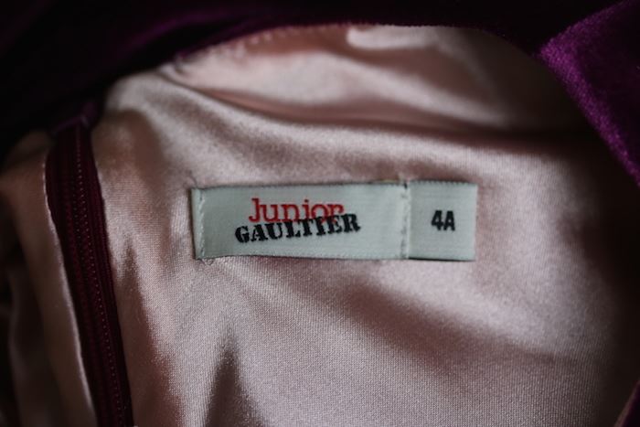 JUNIOR GAULTIER GIRLS PURPLE VELVET DRESS 4 YEARS