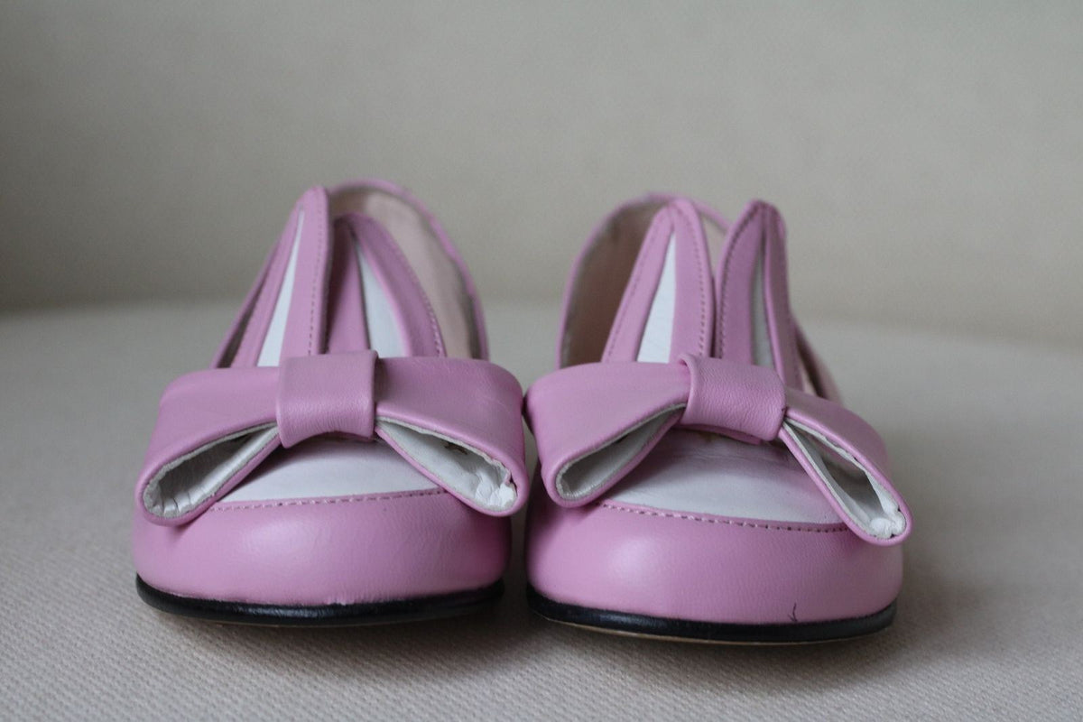 MINNA PARIKKA MINI BABY GIRLS PINK AND WHITE LEATHER BUNNY EARS SHOES EU 24 UK 6