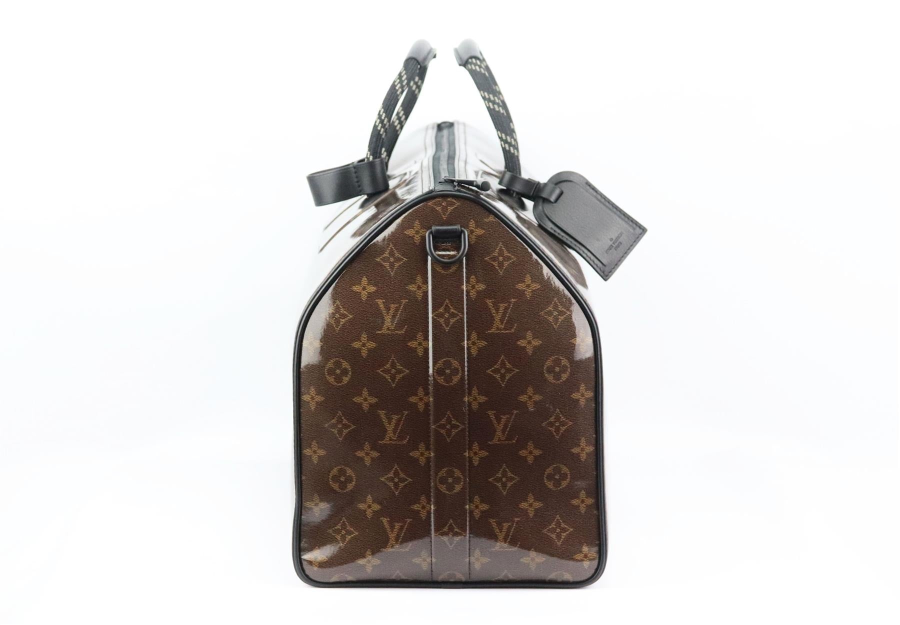 LOUIS VUITTON KEEPALL BANDOULIÈRE 50 MONOGRAM GLAZE CANVAS TRAVEL BAG