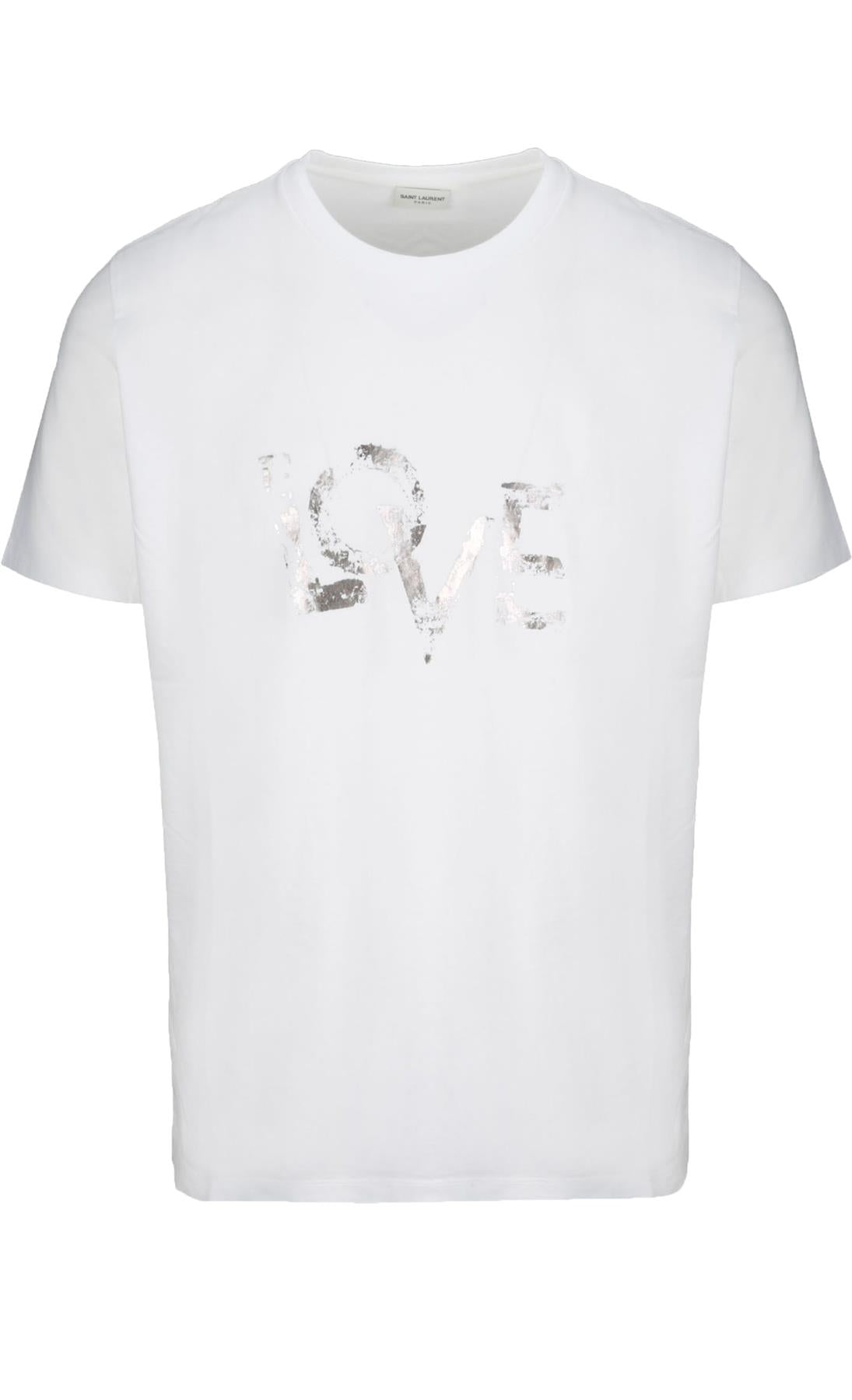 SAINT LAURENT LOVE PRINT COTTON JERSEY T-SHIRT MEDIUM