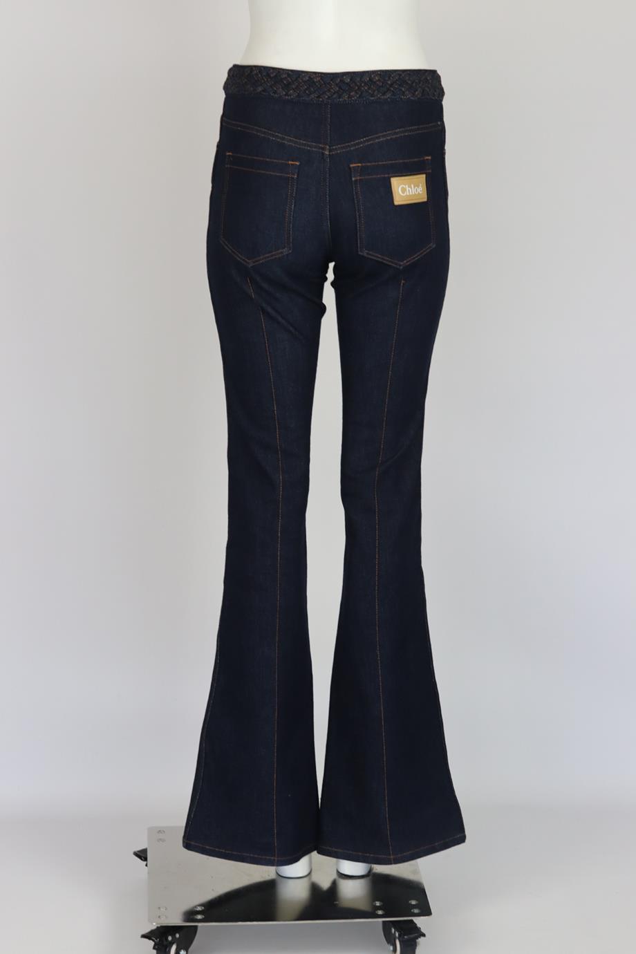 CHLOÉ BRAIDED HIGH RISE FLARED DENIM JEANS FR 36 UK 8