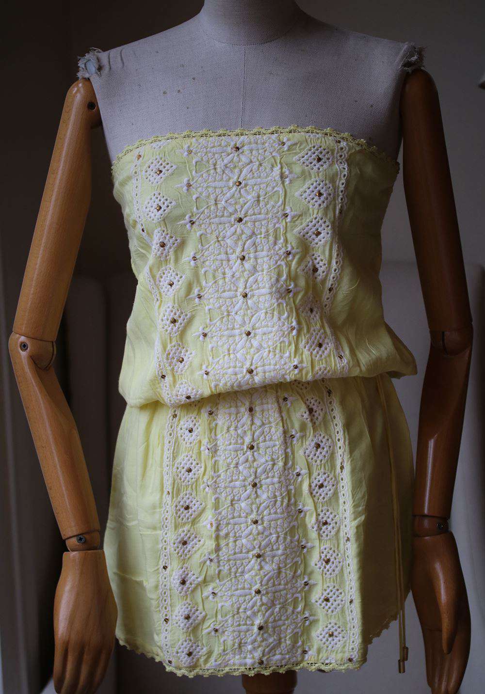 MELISSA ODABASH DRU EMBROIDERED BANDEAU DRESS SMALL