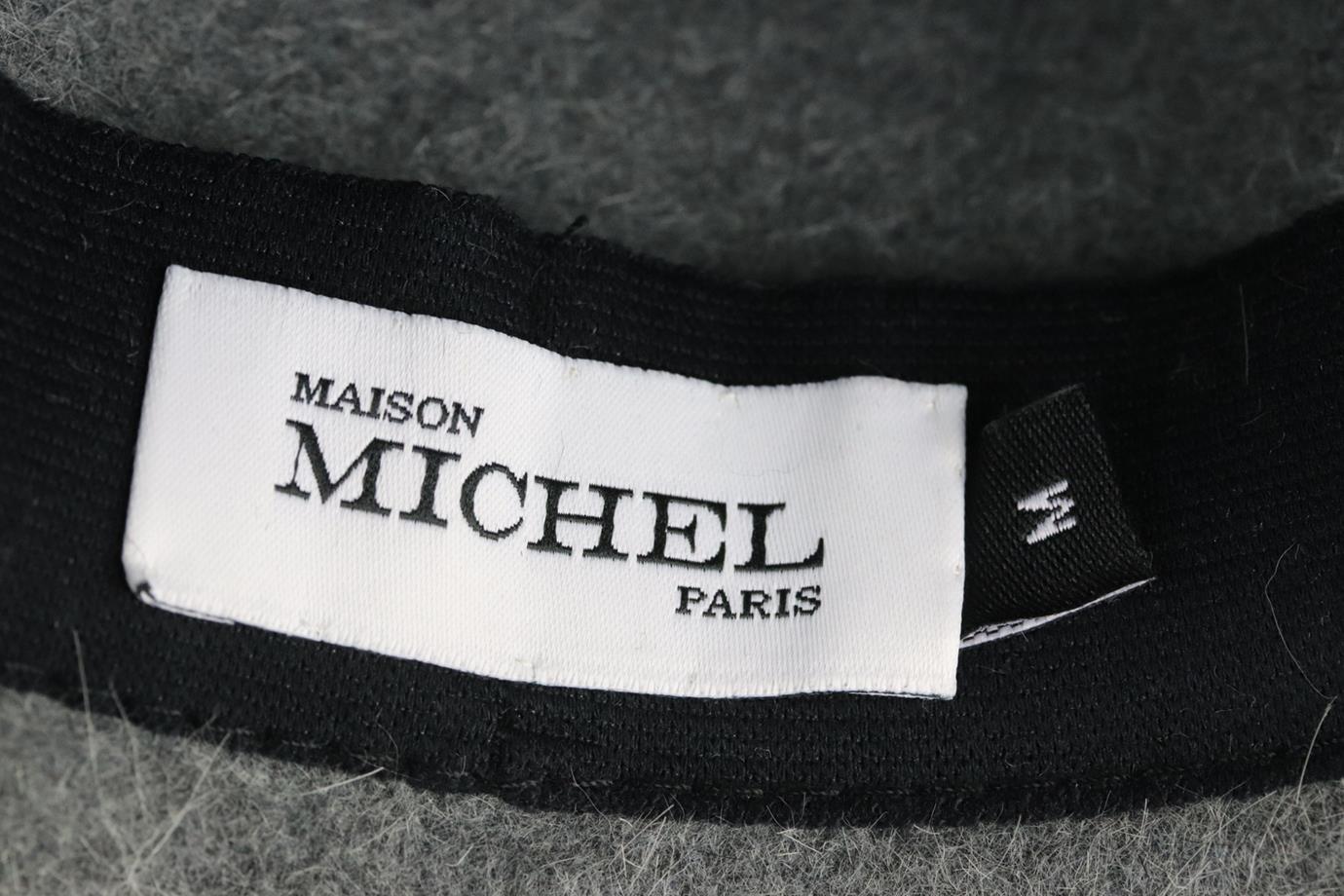 MAISON MICHEL GROSGRAIN TRIMMED WOOL FELT FEDORA MEDIUM