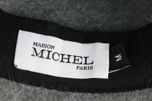 MAISON MICHEL GROSGRAIN TRIMMED WOOL FELT FEDORA MEDIUM