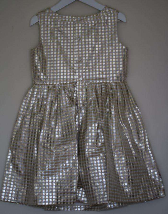 BONPOINT GIRLS GOLD GINGHAM ALINA DRESS 6 YEARS
