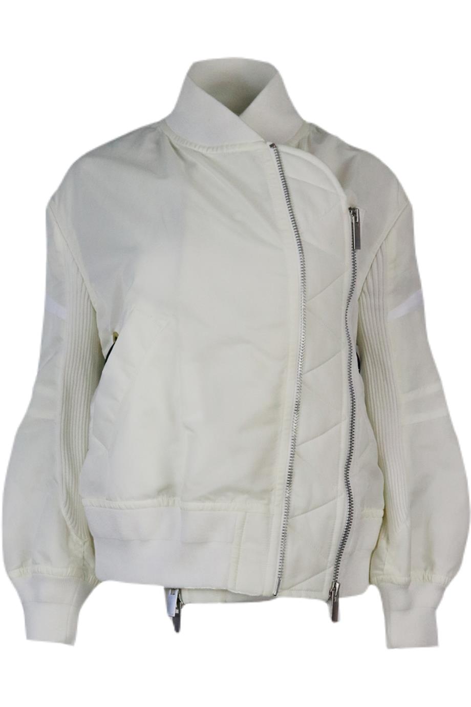SACAI RUFFLED SHELL BOMBER JACKET UK 8