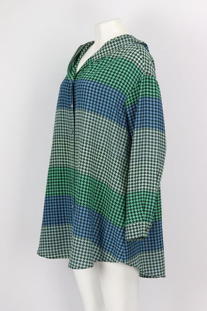 OPENING CEREMONY HOODED PRINTED SILK MINI DRESS XSMALL/SMALL