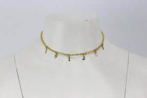 RUBY STELLA GOTHIC NUMBERS 14K YELLOW GOLD BALL CHAIN NECKLACE