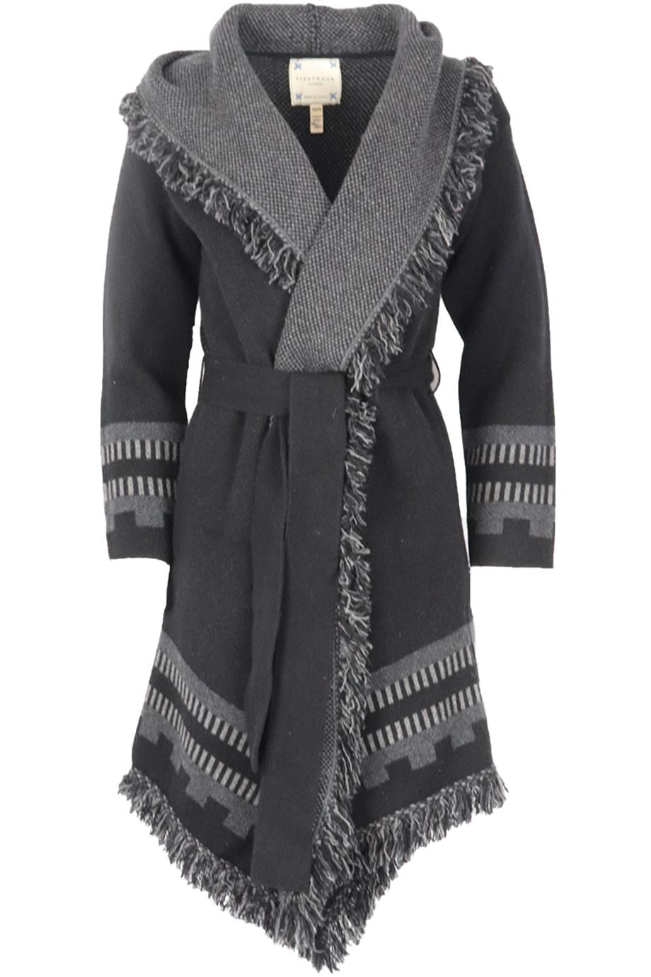 FLEETWOOD LA FRINGED JACQUARD KNIT CASHMERE CARDIGAN XSMALL-SMALL