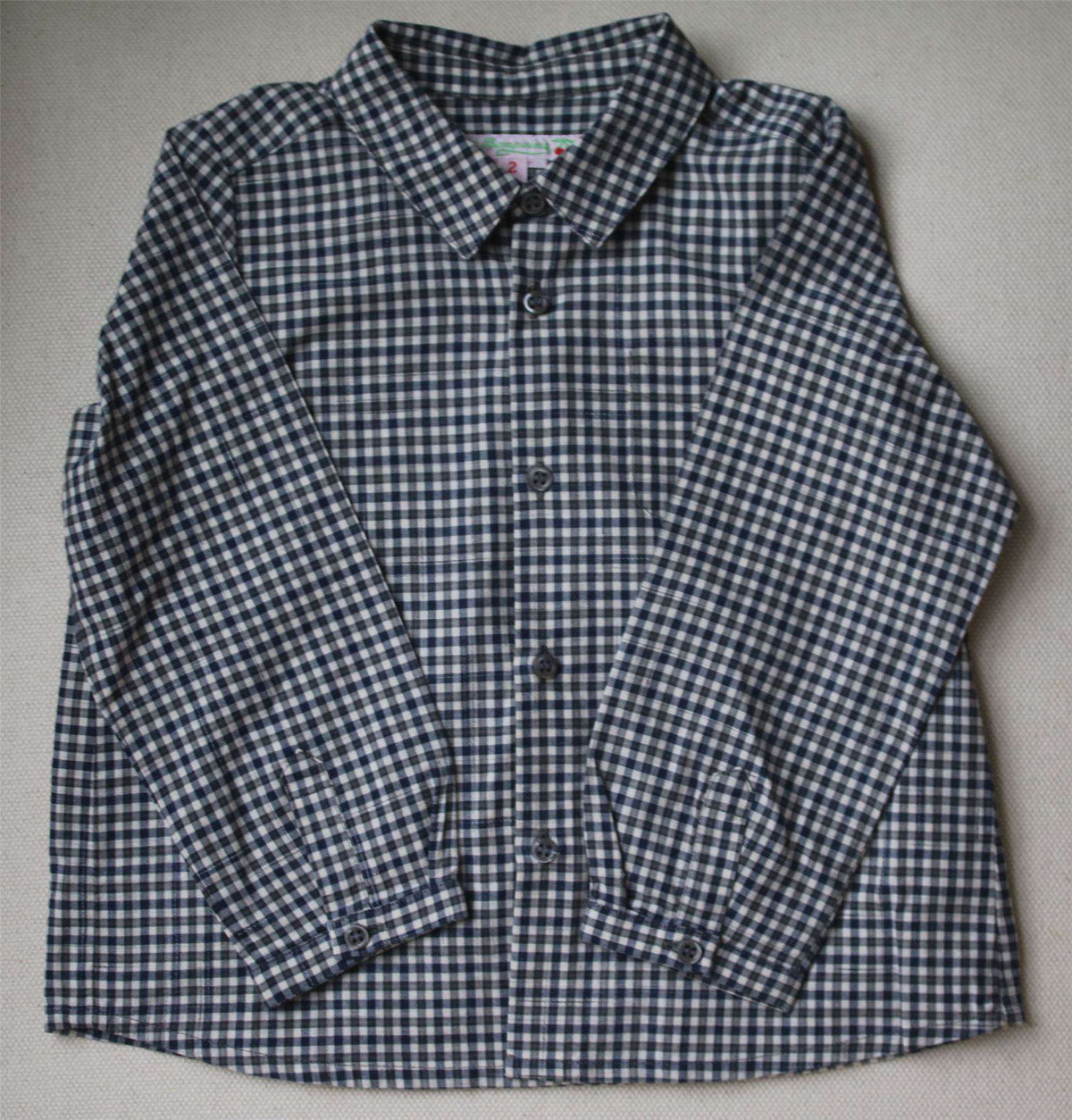 BONPOINT BABY NAVY BLUE CHECK SHIRT 2 YEARS