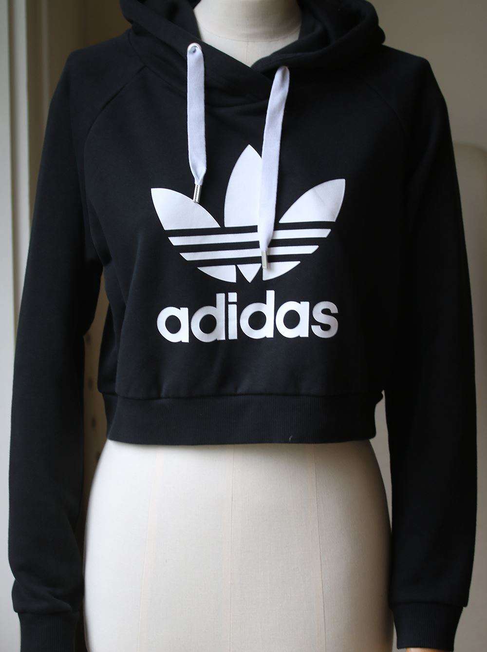 ADIDAS ORIGINALS CROPPED HOODIE WITH TREFOIL LOGO UK 8