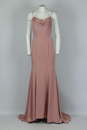 TO THE NINES OPEN BACK DRAPED STRETCH JERSEY GOWN UK 10