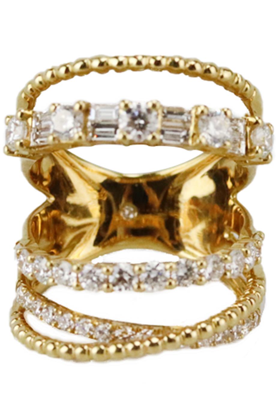 SHAY 18K YELLOW GOLD AND OPEN MIXED DIAMOND RING 16 MM