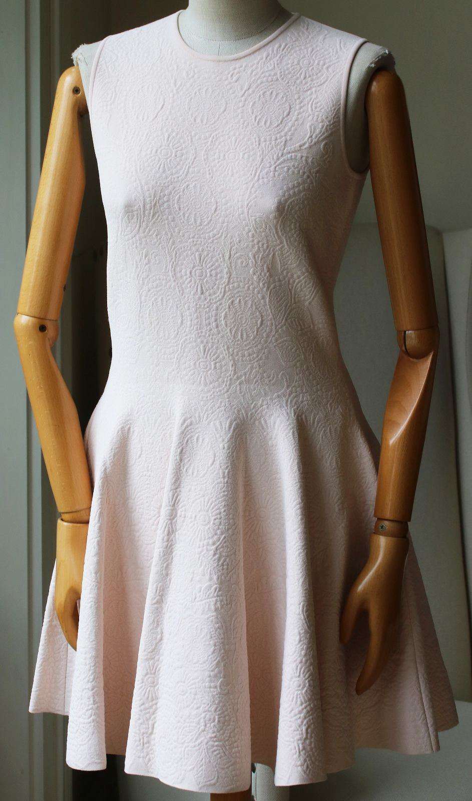 ALEXANDER MCQUEEN PINK EMBOSSED DRESS LARGE