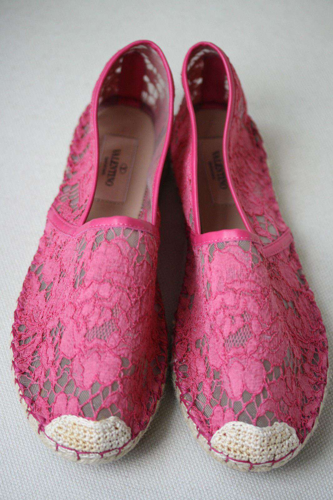 VALENTINO PINK LACE ESPADRILLES SANDALS EU 38 UK 5