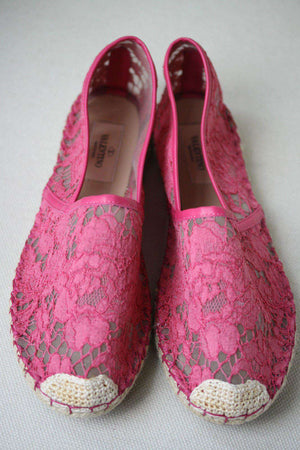 VALENTINO PINK LACE ESPADRILLES SANDALS EU 38 UK 5