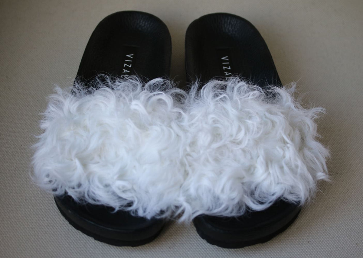 VIZALI SHEARLING FUR SLIDES EU 38 UK 5 US 8