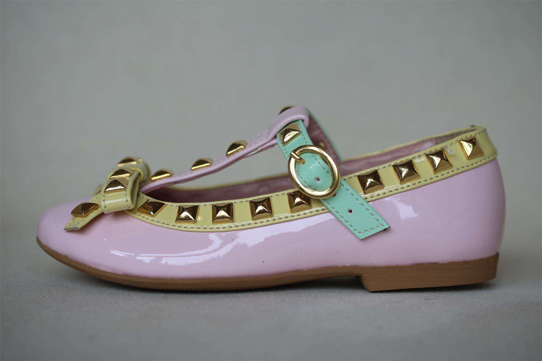 STEP2WO GIRLS PINK, YELLOW GREEN T-BAR SHOES EU 24 UK