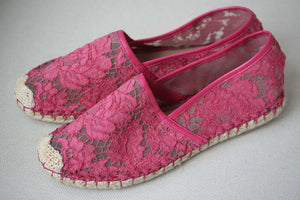 VALENTINO PINK LACE ESPADRILLES SANDALS EU 38 UK 5