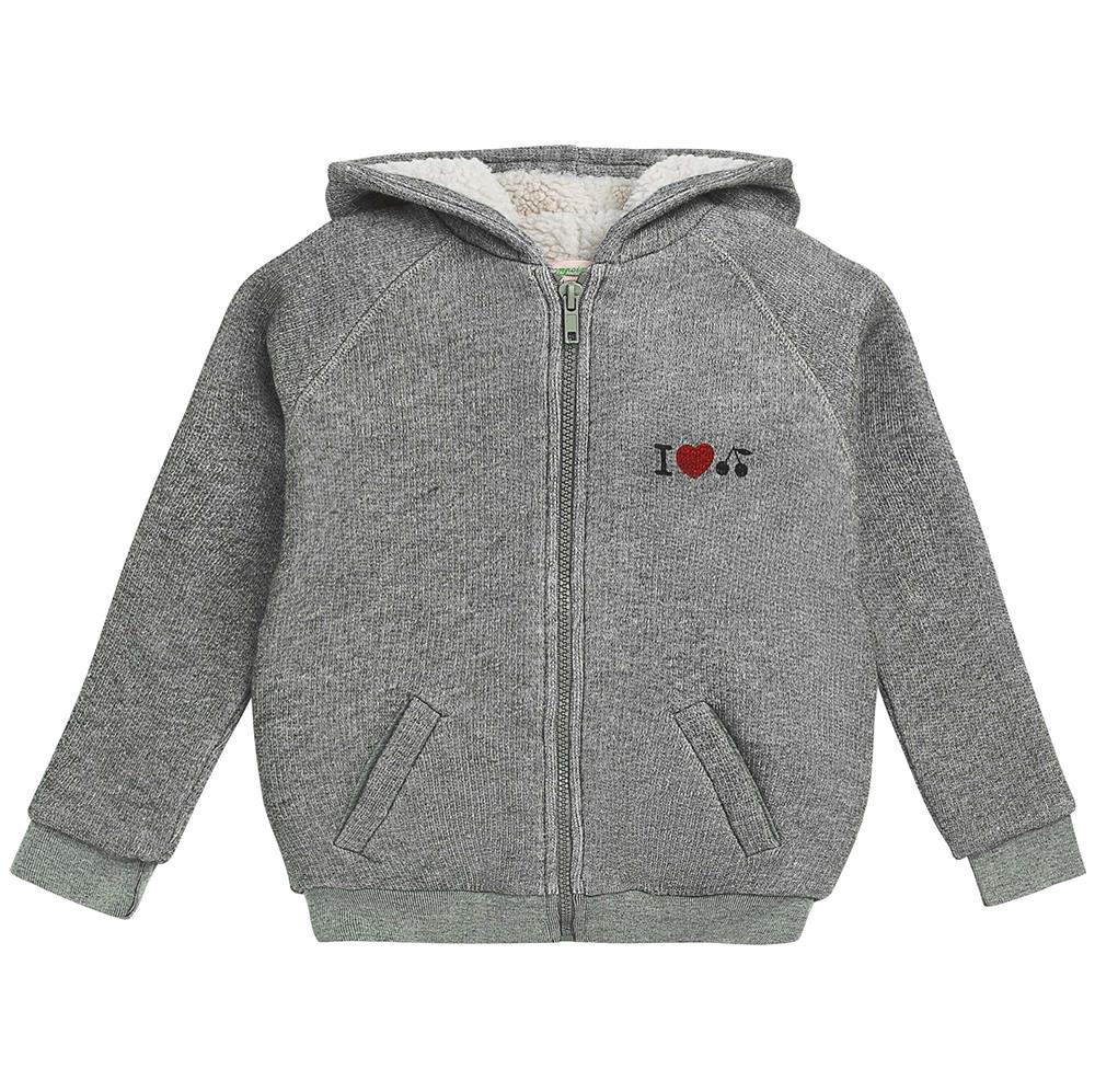 BONPOINT KIDS GIRLS SHERPA LINED COTTON HOODIE 6 YEARS
