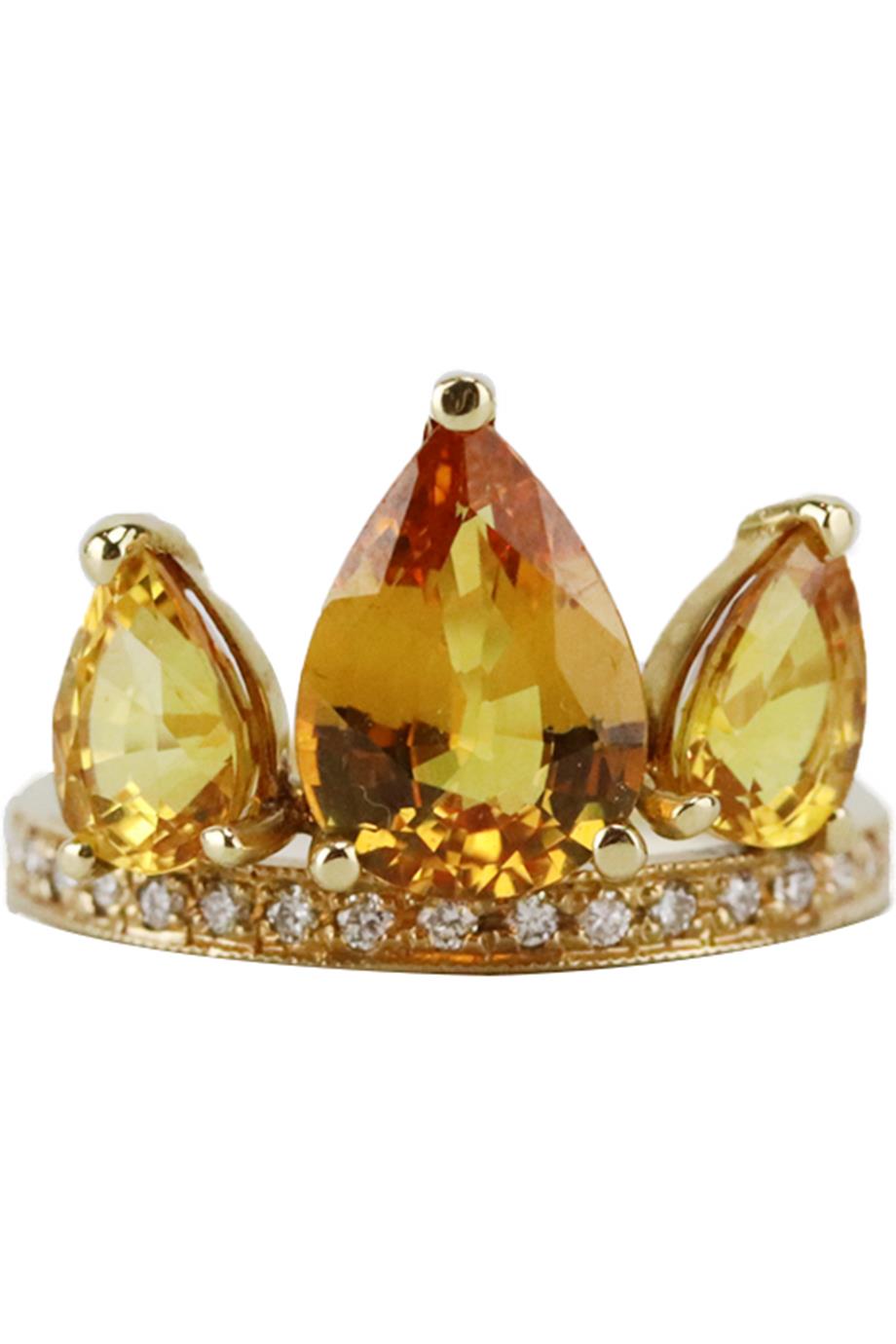 JACQUIE AICHE 14K YELLOW GOLD PETAL STACK RING 16.5 MM