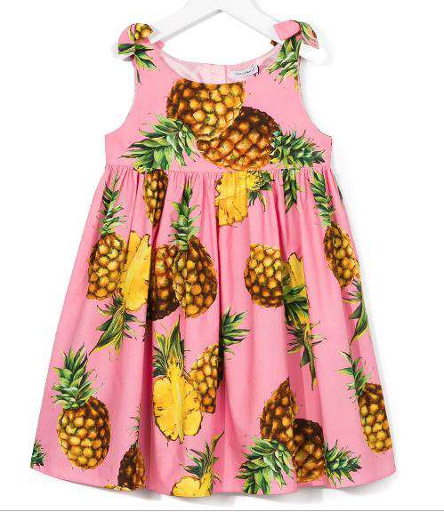 DOLCE & GABBANA GIRLS PINK PINEAPPLE PRINT DRESS 4 YEARS